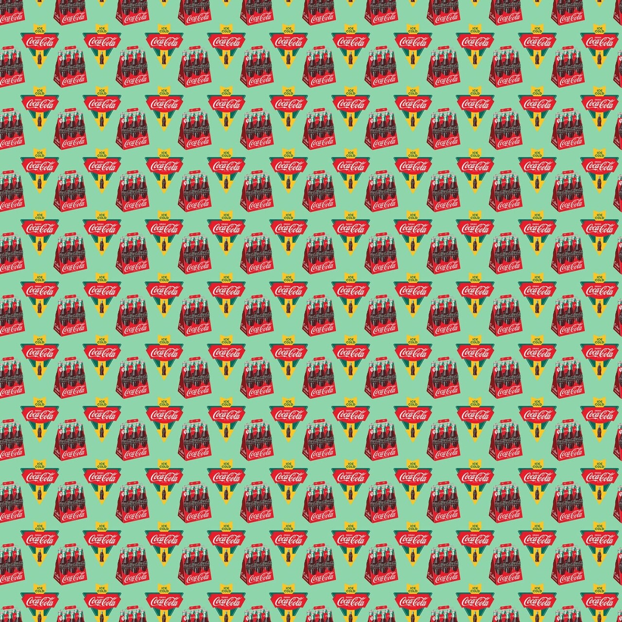 Fabric Northcott Green Soda Packs Coca Cola by the Quarter Yard CC1005-62